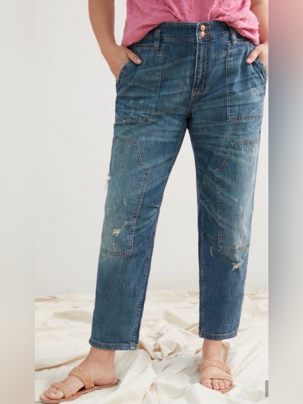 Anthropologie Pilcro The Wanderer Jeans Relaxed Utility Denim size 31 Petite